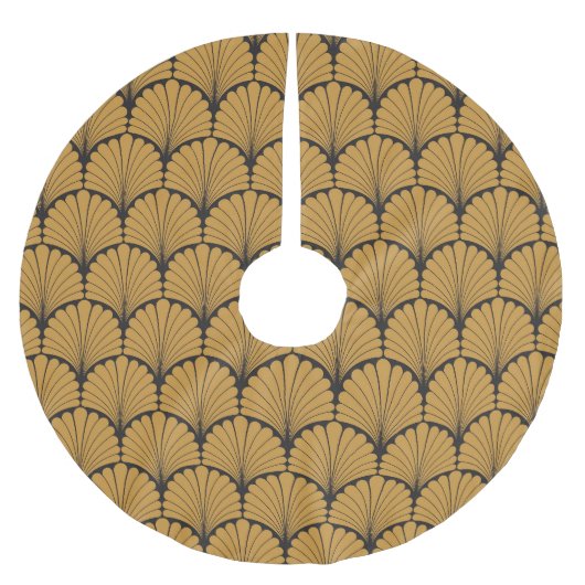 Art Deco Geometric Floral Textur Polyester Weihnachtsbaumdecke (Vorderseite)