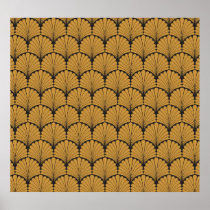 Art Deco Geometric Floral Textur Poster