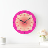 Art Deco Geometric, Fuchsia Pink und Coral Große Wanduhr (Zuhause)