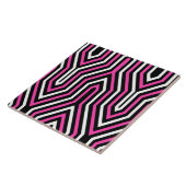 Art Deco Geometric - Fuchsia rosa, schwarz und wei Fliese (Seite)