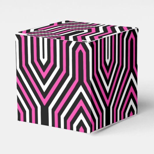 Art Deco Geometric - Fuchsia rosa, schwarz und wei Geschenkschachtel (Vorderseite)