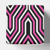 Art Deco Geometric - Fuchsia rosa, schwarz und wei Geschenkschachtel (Oben)