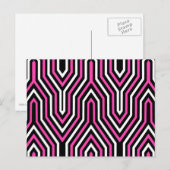 Art Deco Geometric - Fuchsia rosa, schwarz und wei Postkarte (Vorne/Hinten)