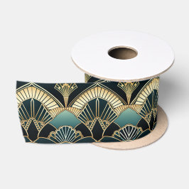 Art Deco Geometric Gemustert Dick Satinband