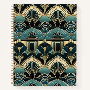 Art Deco Geometric Gemustert Spiral Notebook Notizblock