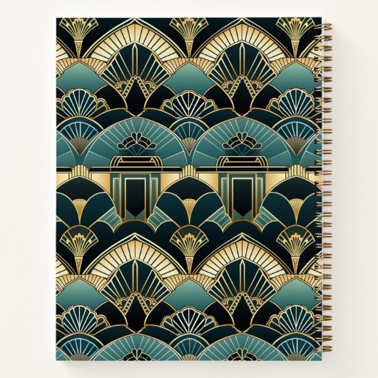 Art Deco Geometric Gemustert Spiral Notebook Notizblock (Rückseite)