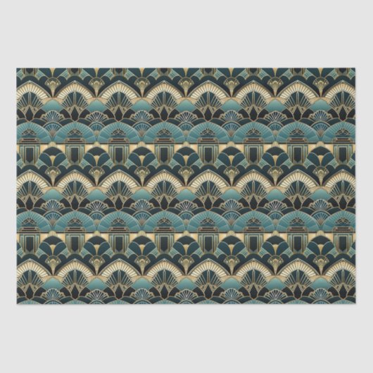Art Deco Geometric Gemustert Thin Seidenpapier (Vorderseite)