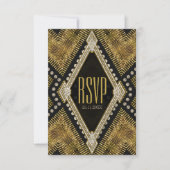 Art Deco Geometric Gold Black RSVP Karte (Vorderseite)
