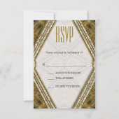 Art Deco Geometric Gold Black RSVP Karte (Rückseite)