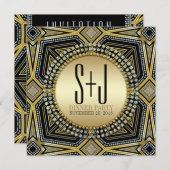 Art Deco Geometric Gold Dinner Party Einladungen (Vorne/Hinten)