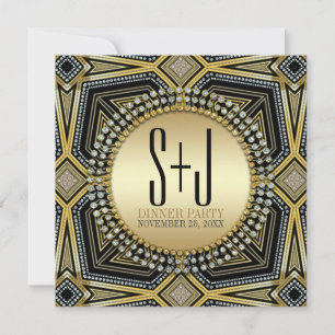 Art Deco Geometric Gold Dinner Party Einladungen