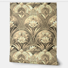 Art Deco Geometric Gold Floral Tapete