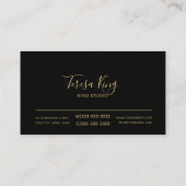 Art Deco Geometric Gold Foil/Black ID492 Visitenkarte (Rückseite)