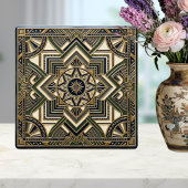 Art Deco Geometric Gold Green Blue Ceramic Tile Fliese