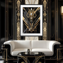 Art Deco Geometric gold Schwarz-weiße Perle