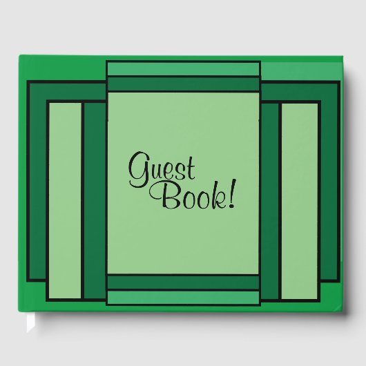 Art Deco Geometric Green Black Guest Book Gästebuch (Vorderseite)