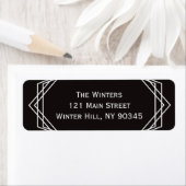 Art Deco Geometric Holiday Address Label Schwarz (Insitu)
