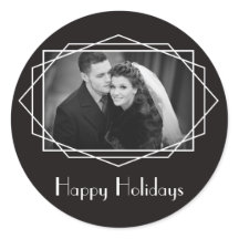 Art Deco Geometric Holiday Sticker Black