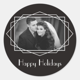 Art Deco Geometric Holiday Sticker Black