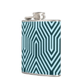 Art Deco Geometric - Indigo und Eisblau Flachmann (Links)