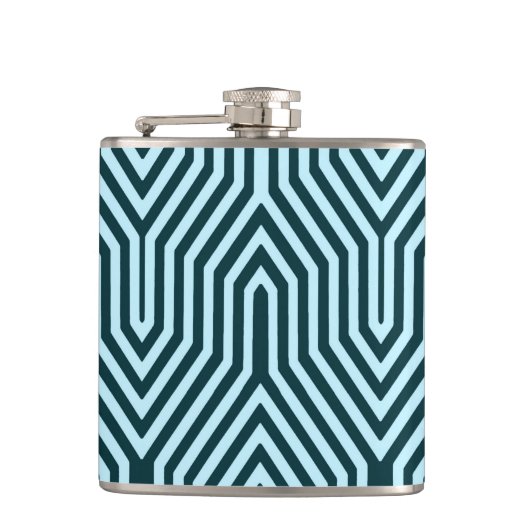 Art Deco Geometric - Indigo und Eisblau Flachmann (Vorderseite)
