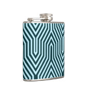Art Deco Geometric - Indigo und Eisblau Flachmann (Rechts)