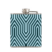 Art Deco Geometric - Indigo und Eisblau Flachmann (Rückseite)