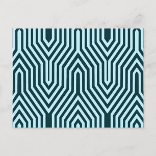 Art Deco Geometric - Indigo und Eisblau Postkarte