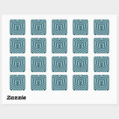 Art Deco Geometric - Indigo und Eisblau Quadratischer Aufkleber (Blatt)