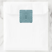 Art Deco Geometric - Indigo und Eisblau Quadratischer Aufkleber (Tasche)