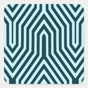 Art Deco Geometric - Indigo und Eisblau Quadratischer Aufkleber