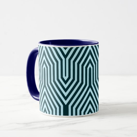 Art Deco Geometric - Indigo und Eisblau Tasse (Vorderseite Links)