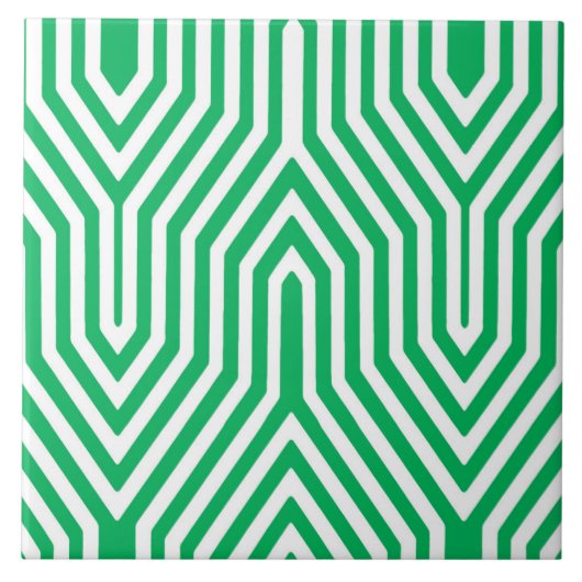 Art Deco Geometric - Jade grün und weiß Fliese (Vorderseite)