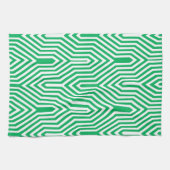 Art Deco Geometric - Jade grün und weiß Geschirrtuch (Horizontal)