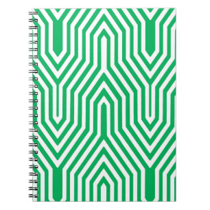 Art Deco Geometric - Jade grün und weiß Notizblock