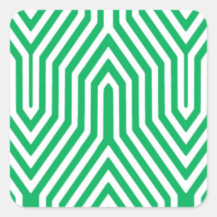 Art Deco Geometric - Jade grün und weiß Quadratischer Aufkleber