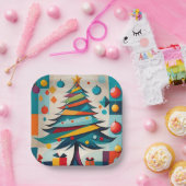 Art Deco Geometric Joyful Christmas Tree mit Gesch Pappteller (Party)