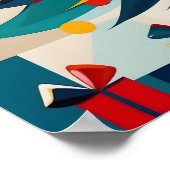 Art Deco Geometric Joyful Christmas Tree with Gift Poster (Ecke)