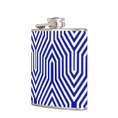 Art Deco Geometric - Kobalt blau und weiß Flachmann (Links)