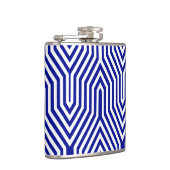 Art Deco Geometric - Kobalt blau und weiß Flachmann (Rechts)