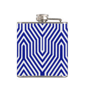 Art Deco Geometric - Kobalt blau und weiß Flachmann (Rückseite)