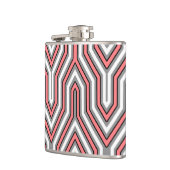 Art Deco Geometric - Korallen, grau und weiß Flachmann (Links)