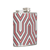 Art Deco Geometric - Korallen, grau und weiß Flachmann (Rechts)