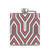 Art Deco Geometric - Korallen, grau und weiß Flachmann (Rückseite)