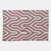 Art Deco Geometric - Korallen, grau und weiß Geschirrtuch (Horizontal)