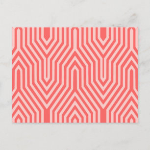 Art Deco Geometric - Korallenrosa und Muschel rosa Postkarte