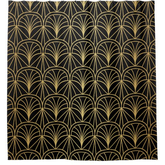 Art Deco Geometric Minimalistisches Muster Duschvorhang (Vorderseite)