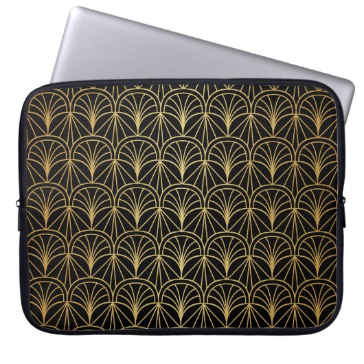 Art Deco Geometric Minimalistisches Muster Laptopschutzhülle (Vorderseite)