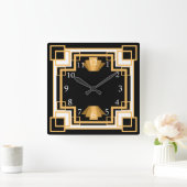 Art Deco Geometric Muster Custom Quadratische Wanduhr (Zuhause)