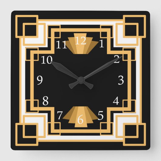 Art Deco Geometric Muster Custom Quadratische Wanduhr (Vorderseite)